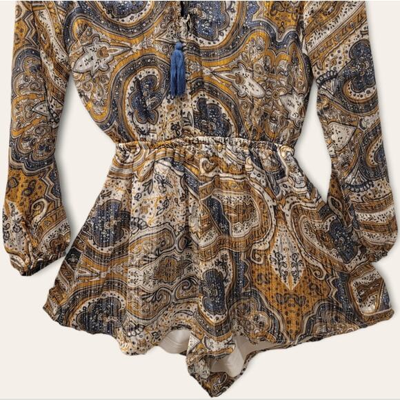 Paisley long sleeved romper with tassels - Picture 3 of 4